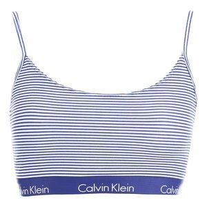 Calvin Klein Navy Blue and White Striped Bra